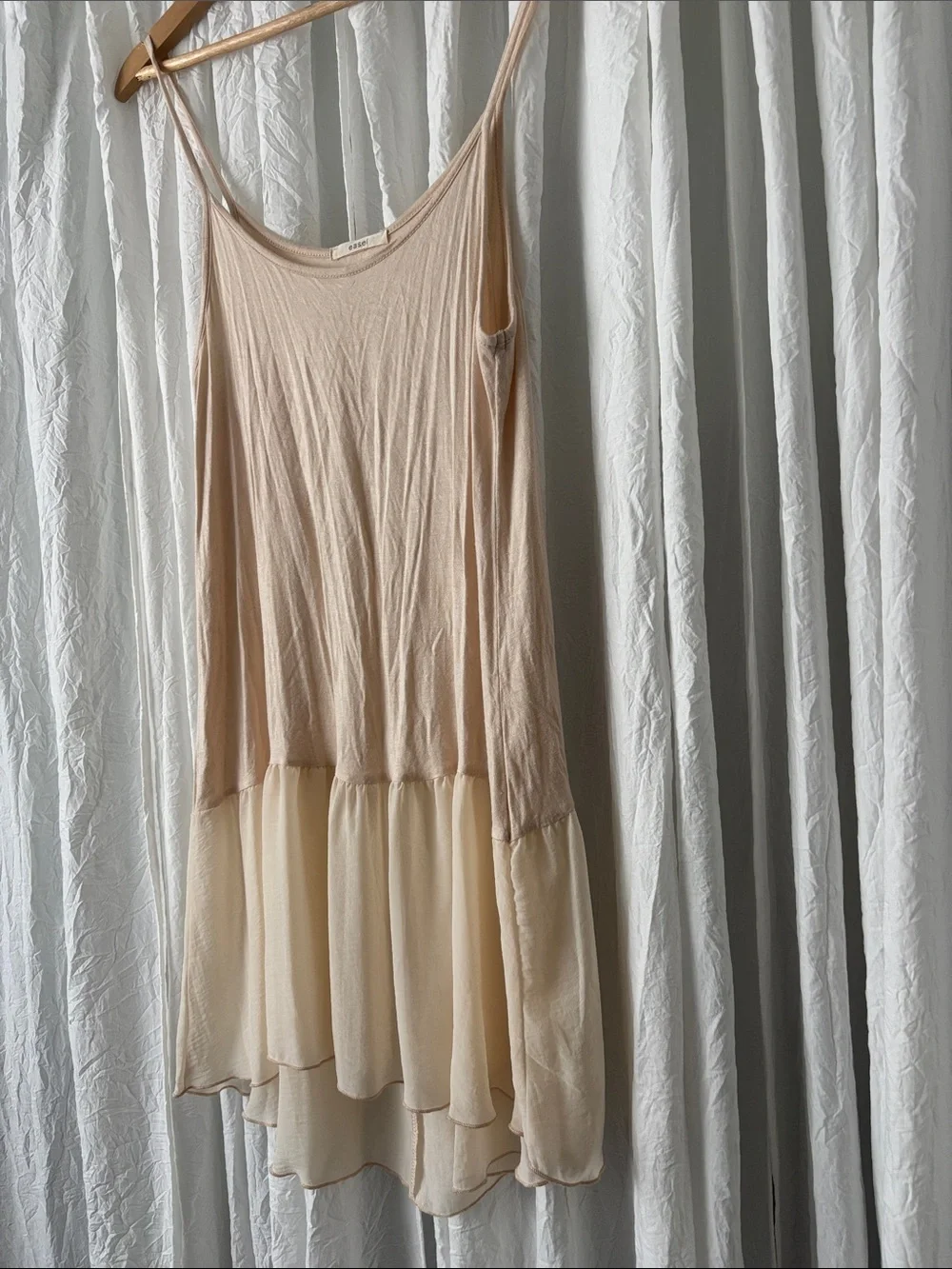 easel Nude Blush Layered Ruffle Hem Camisole Dress
